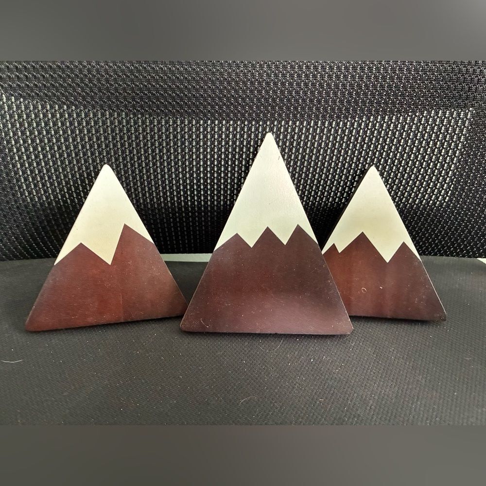 Mini Wood Mountain Set Snow Capped Nursery Shelf Decor
